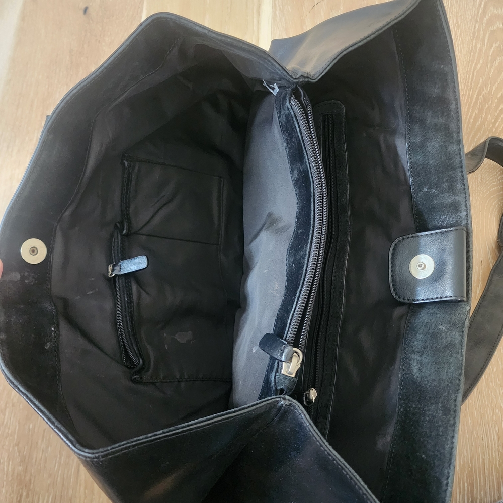 Beautiful Loved Black Leather Double Strapped Alfani Shoulder Tote Bag - Picture 5 of 9